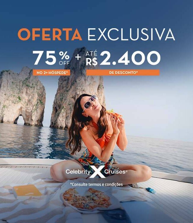 Promoção Celebrity Cruises - Até R$2.400 de Desconto.